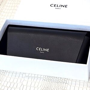 New Celine Paris Designer Fashion Sunglasses/Eyeglasses Black Leather Case & Box